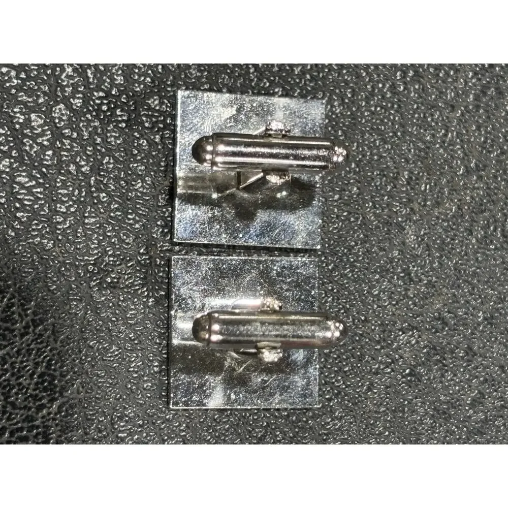 Vintage Mid Century Silver Tone Geometric Cufflinks Mens Formal Jewelry With Box